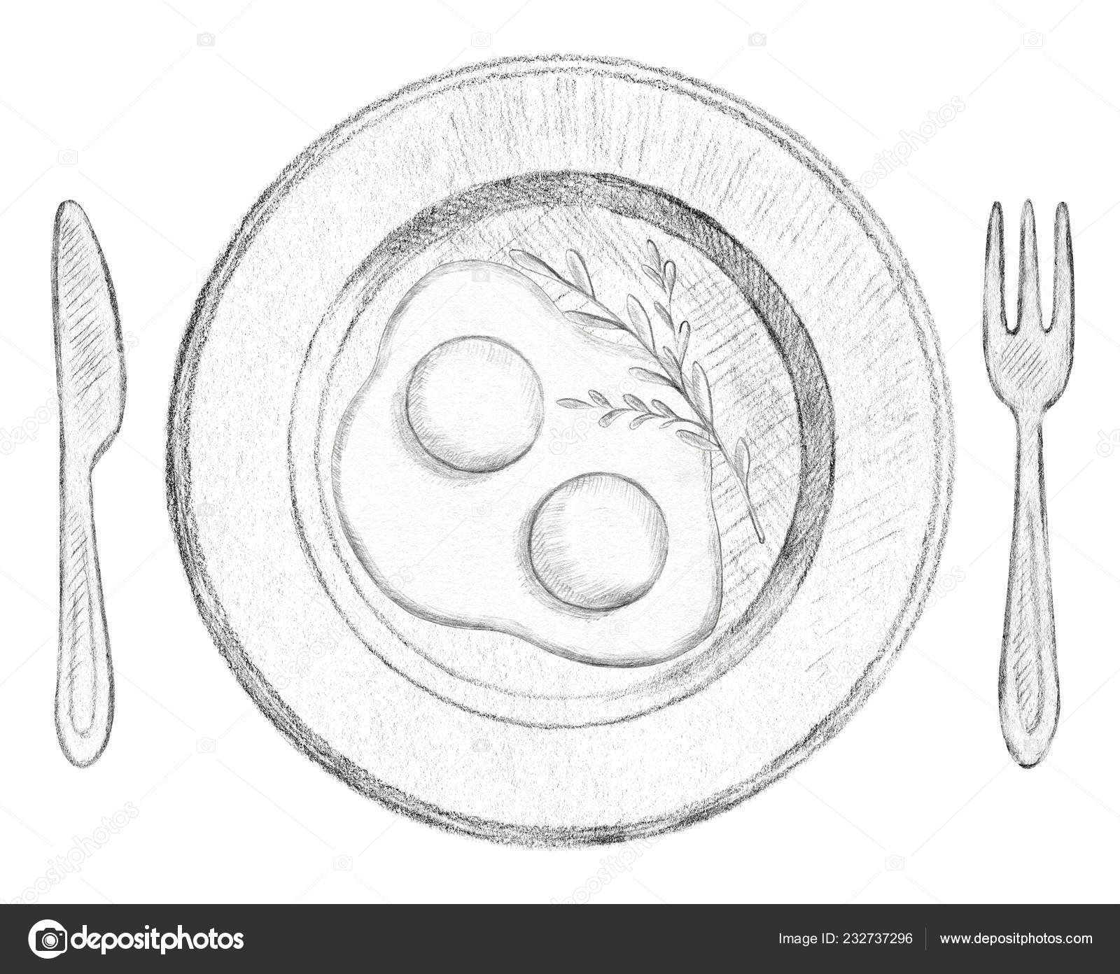 Раскраска глазунья на тарелке