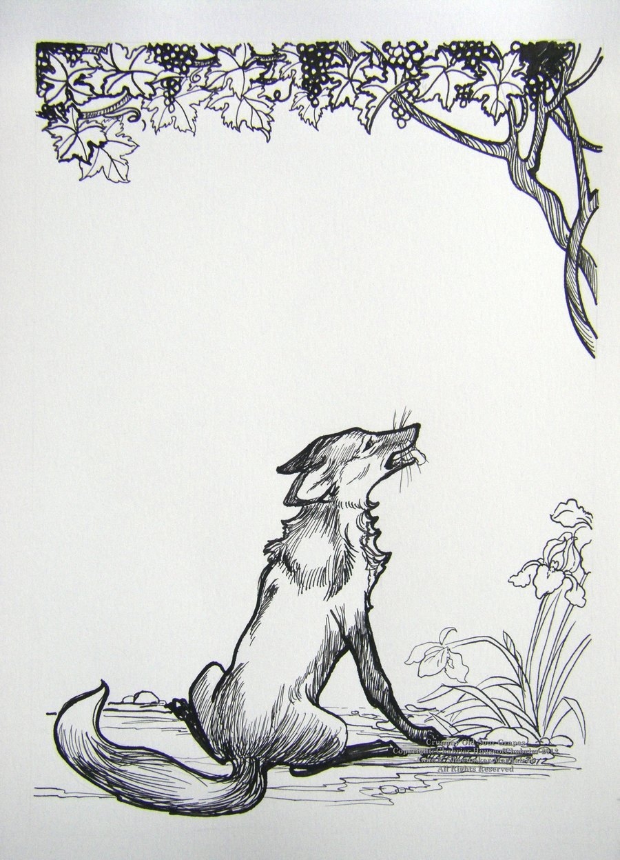 Иллюстрация к басне Эзопа лисица и виноград