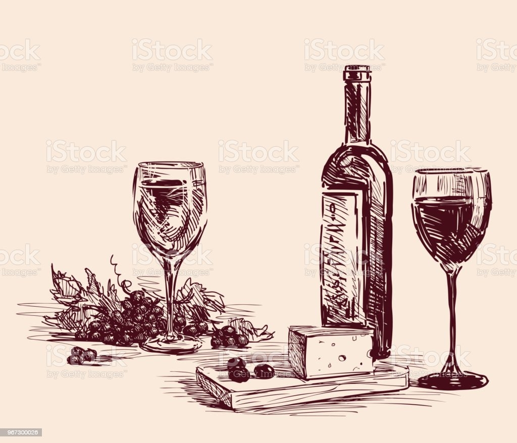 Вино и сыр вектор