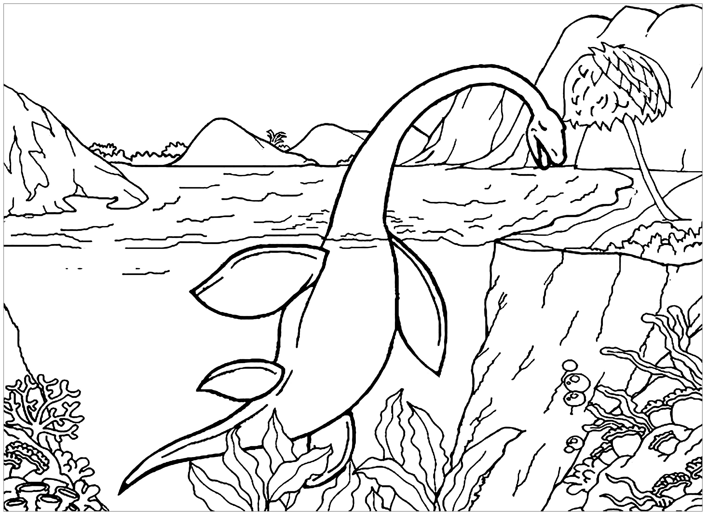 Подводные динозавры раскраски