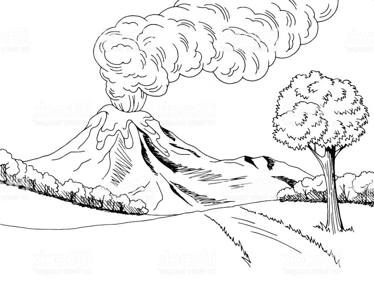 Раскраска горы вулкан