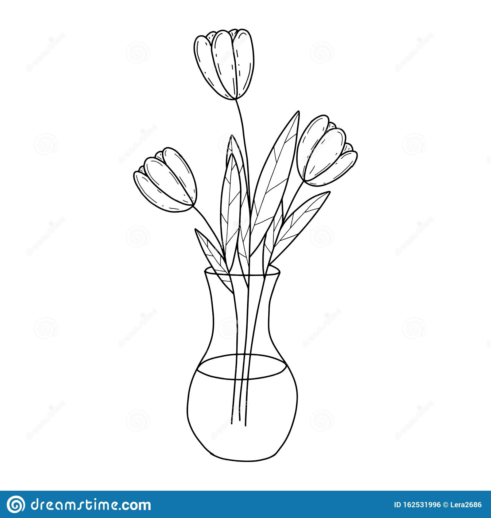 Тюльпаны в вазе графически
