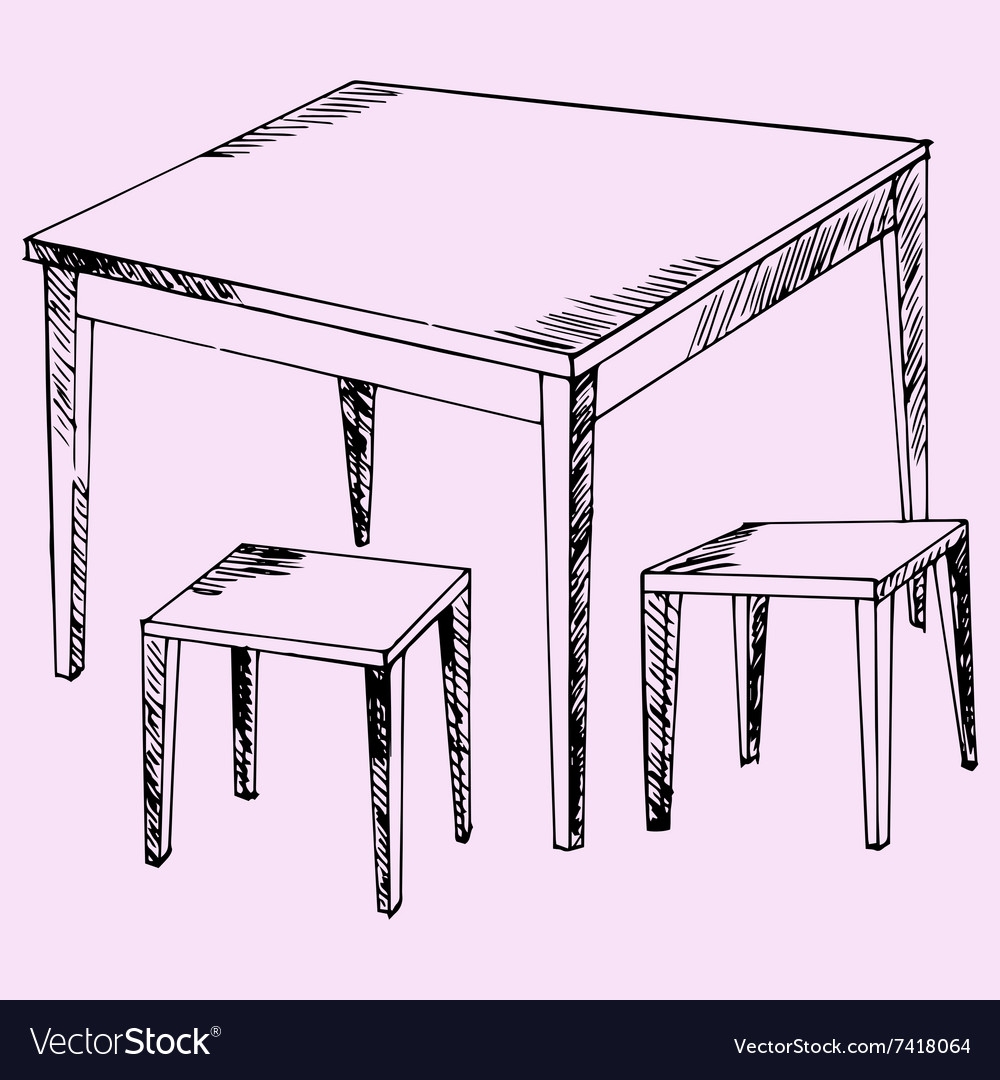 Эскиз кухонного стола и стулья