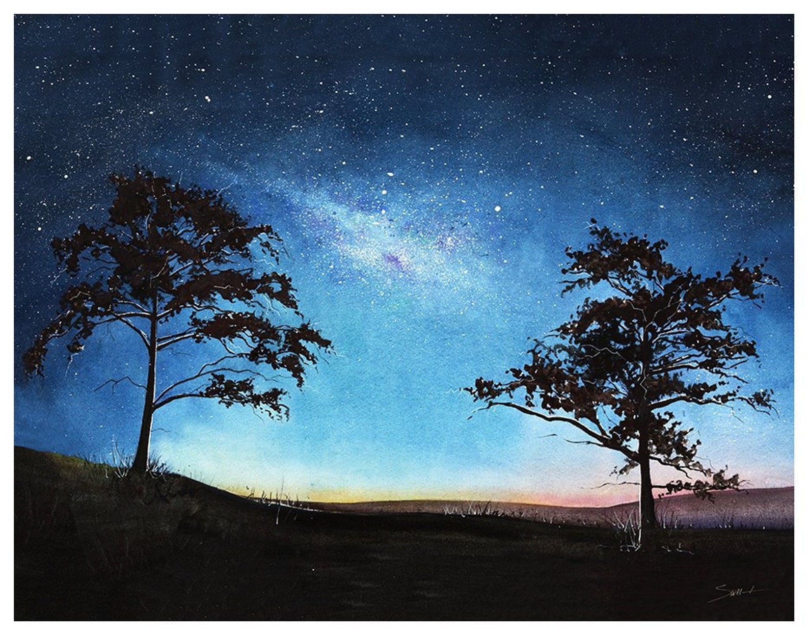 Художник небо звездное рисует составить предложение. Ночное небо гуашью. Ночной пейзаж акварелью. Ночное небо акварелью. Ночь живопись.