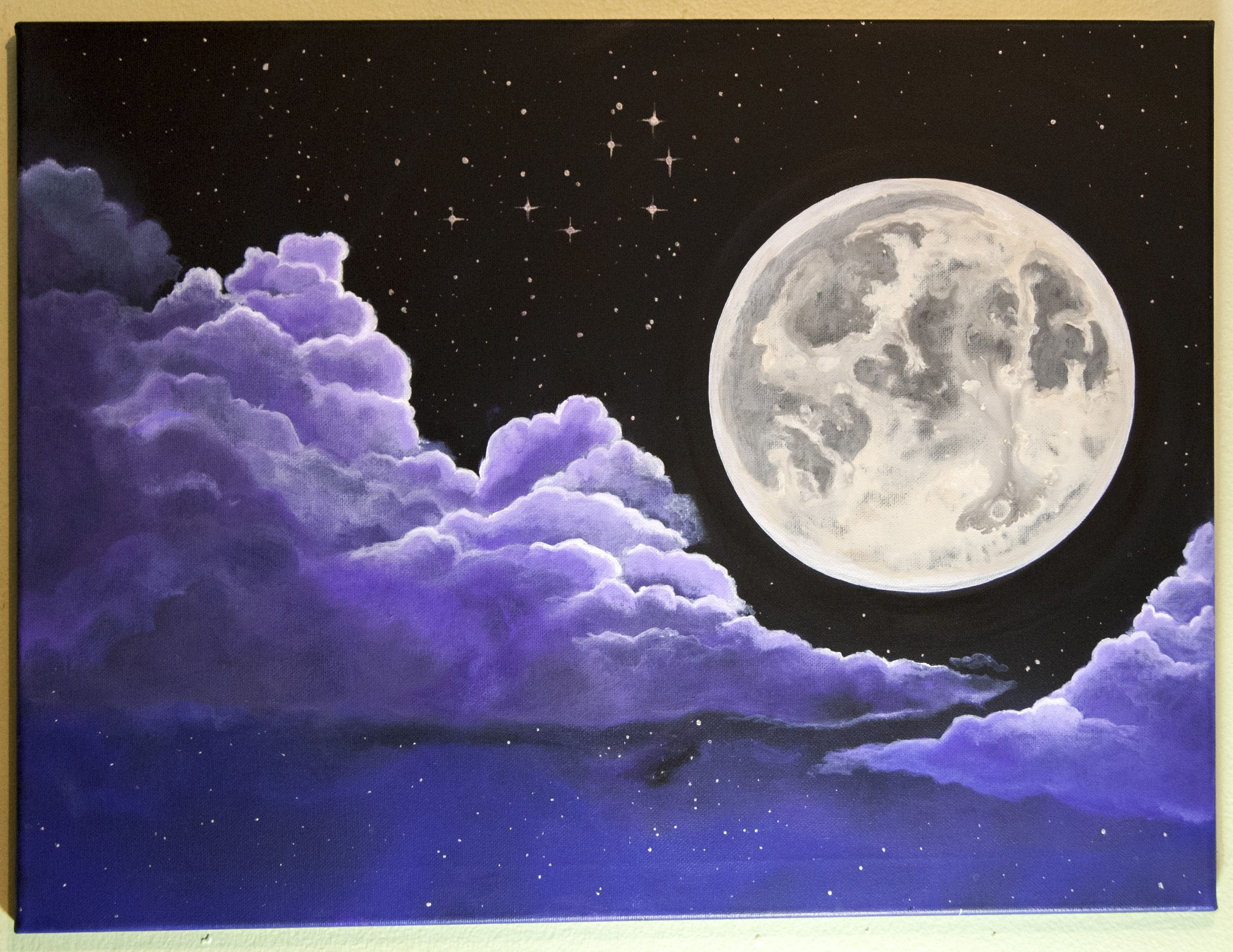 Картина небо луна. Ночное небо гуашью. Ночное небо акварелью. Луна красками. Луна в живописи.