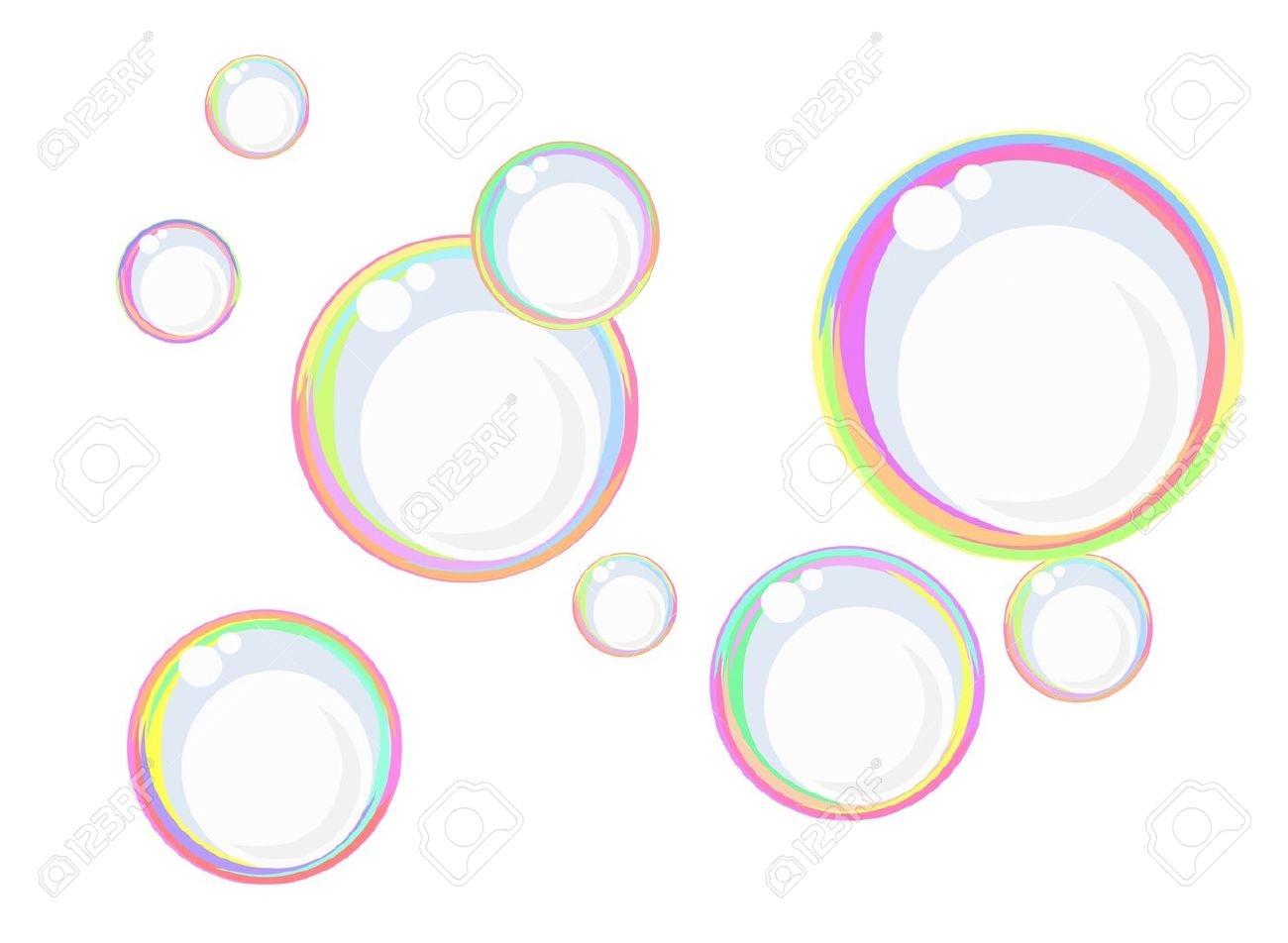 Большие мыльные пузыри на белом фоне