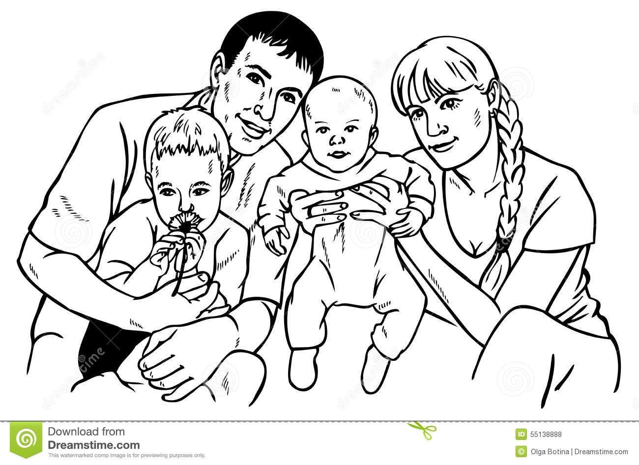 Нарисовать семейный портрет из 3 человек