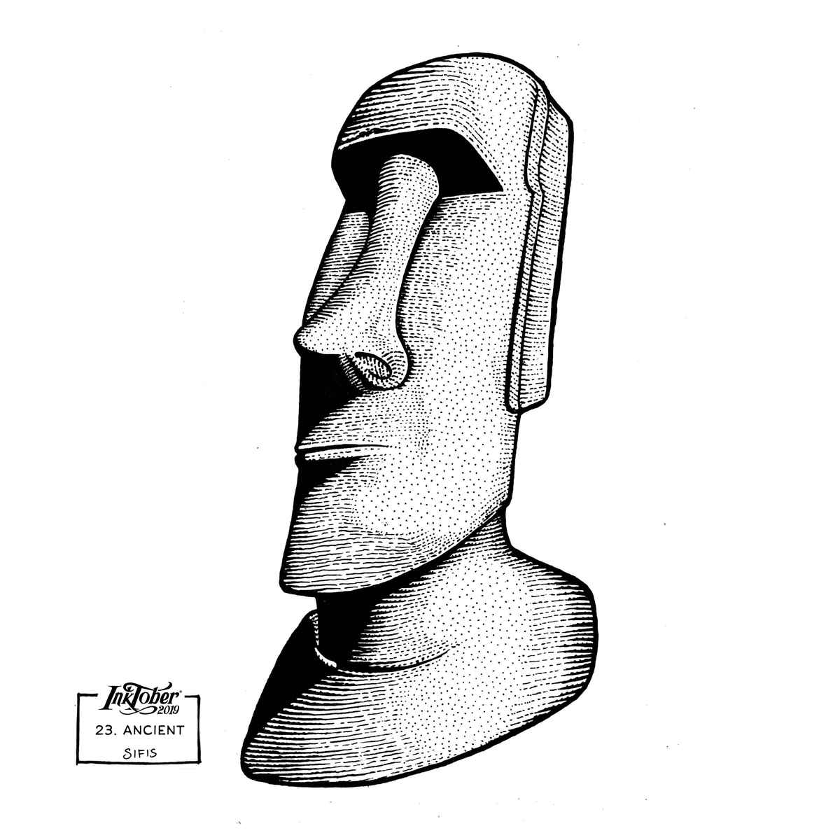 Статуи Моаи рисунок