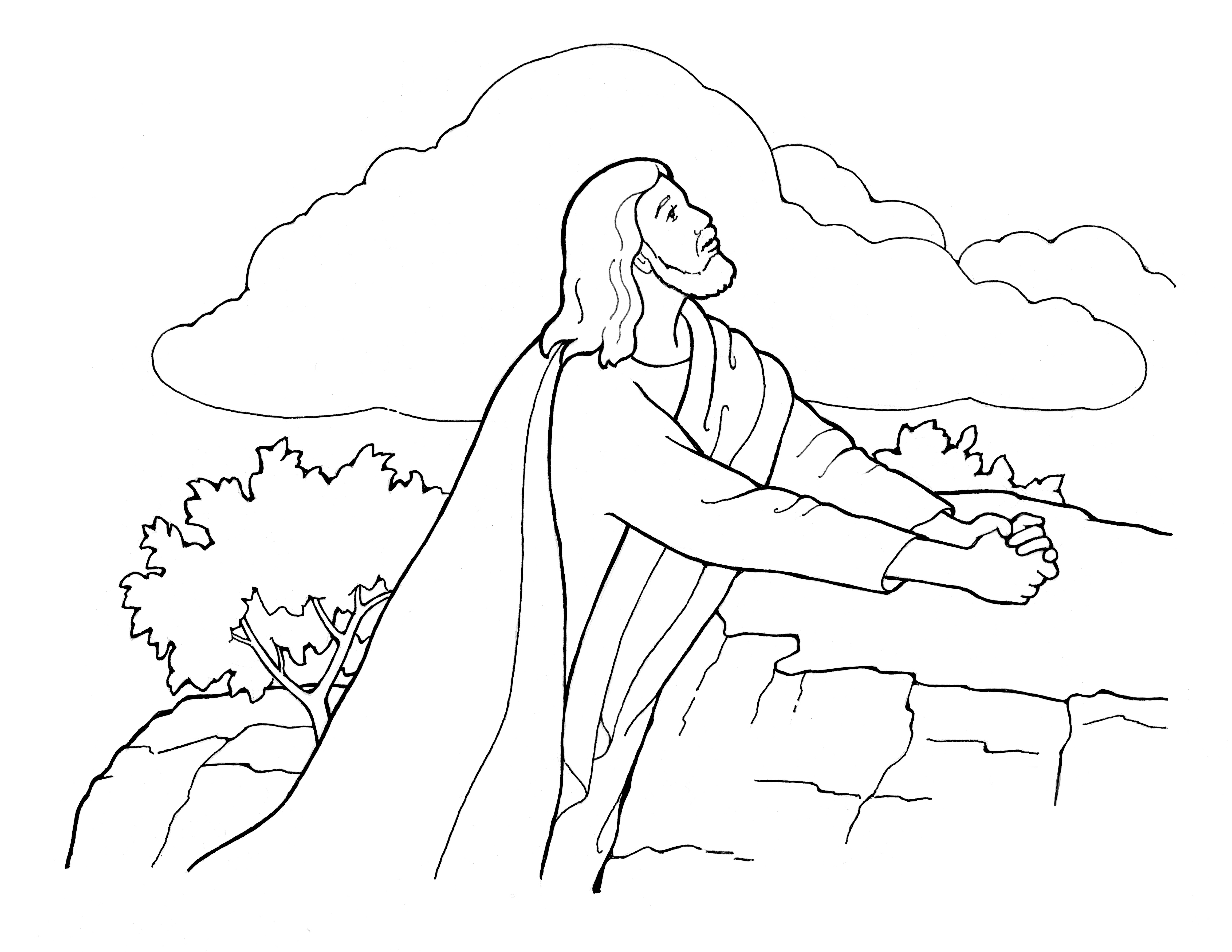 Рисунок Иисуса Христа в Гефсиманском саду