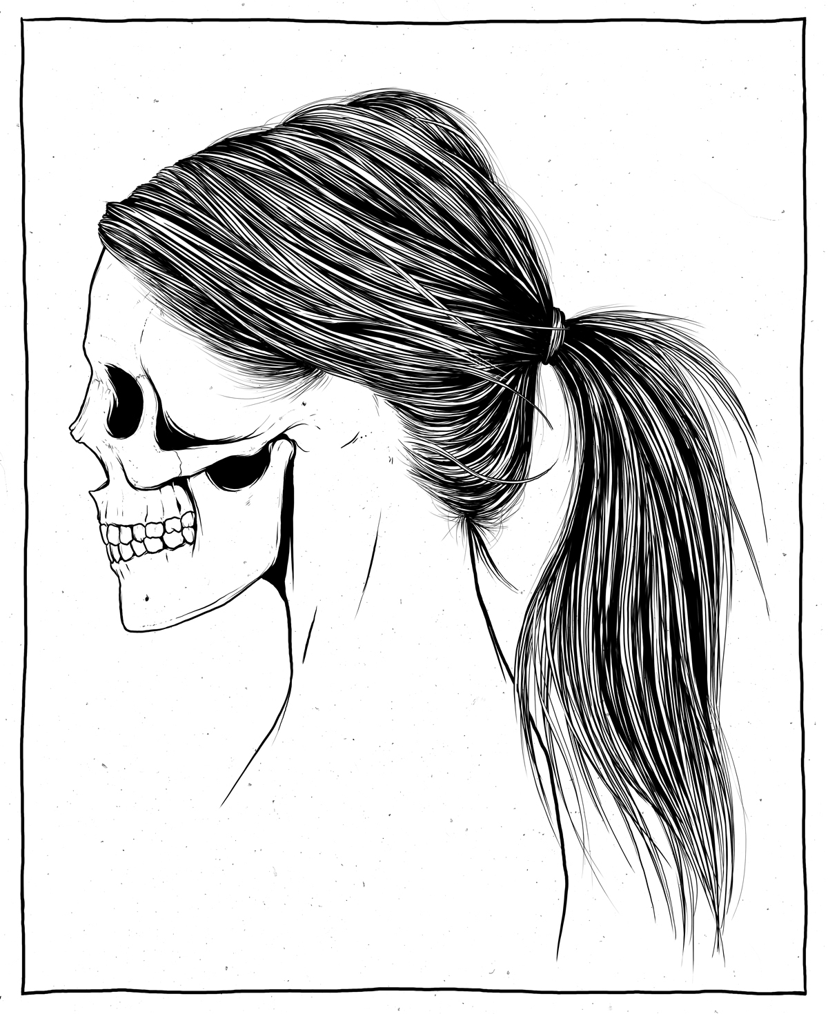 Крутой рисунок карандашом череп девушка