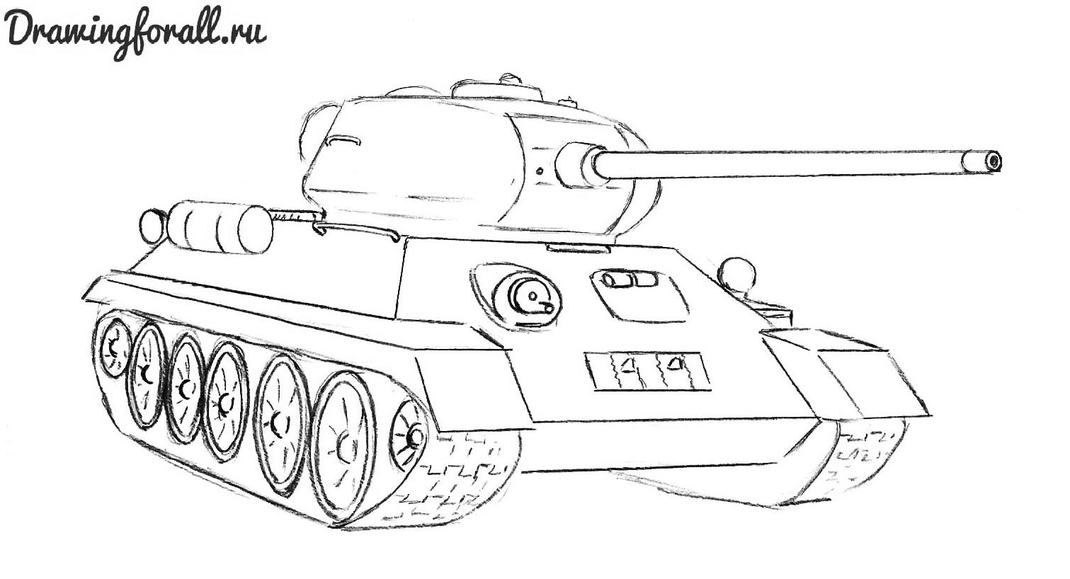 Как нарисовать танк т 34 карандашом поэтапно