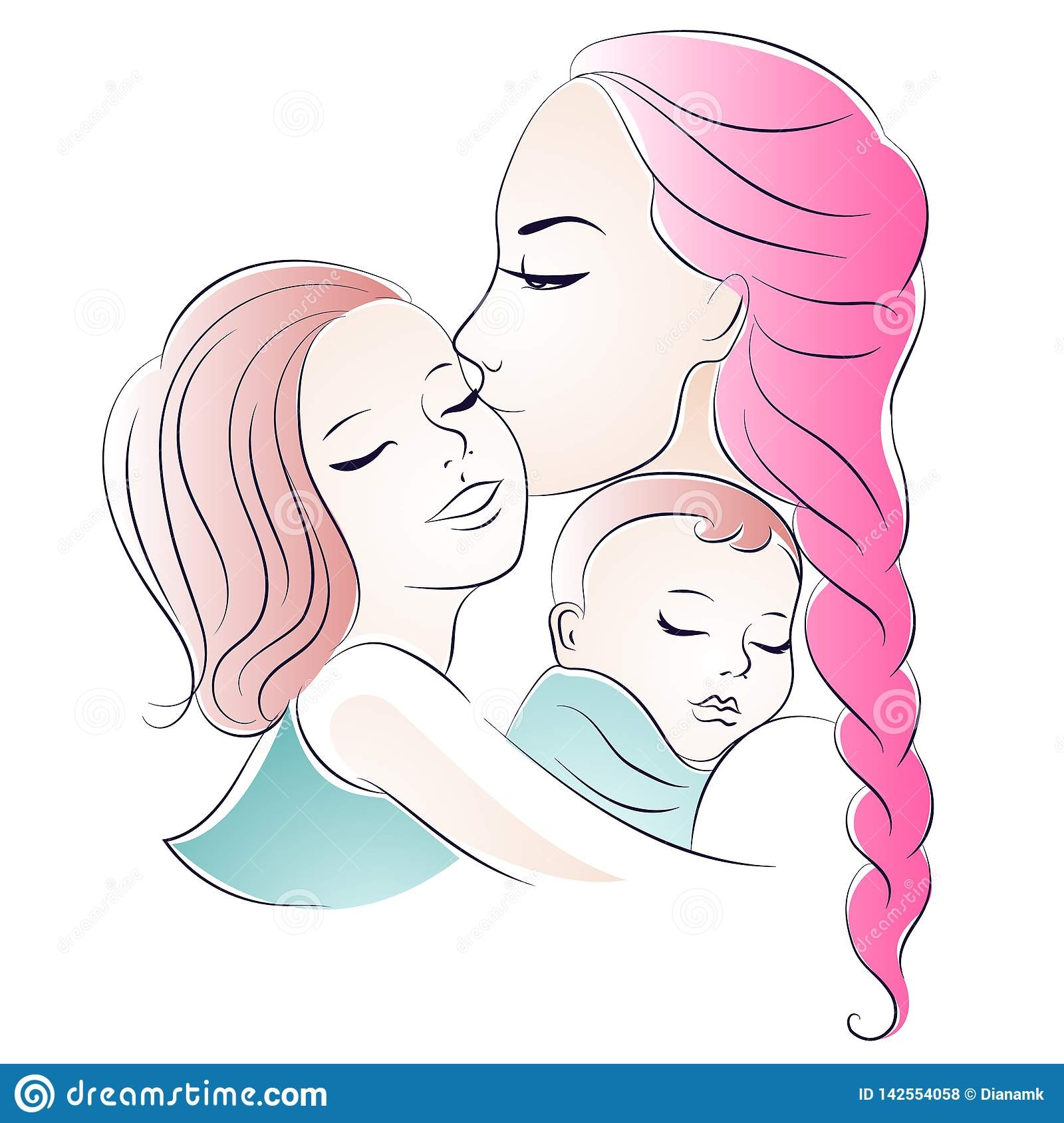 Рисунок ко Дню матери с дочкой
