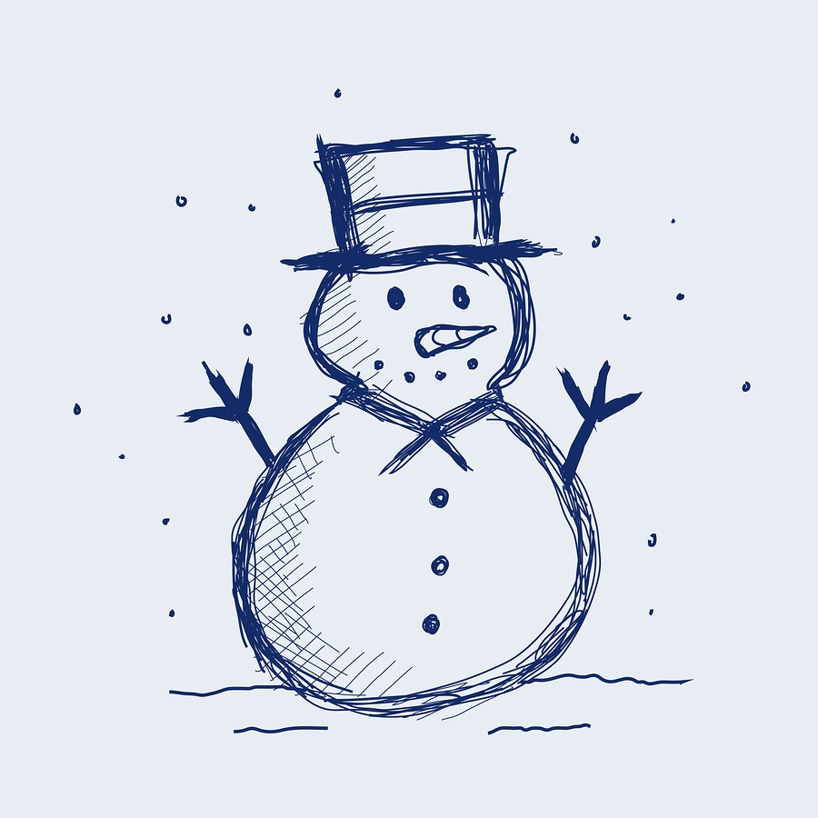 Новогодние рисунки для срисовки Снеговик