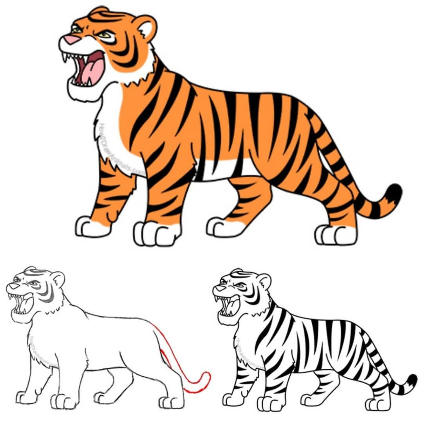 Простой рисунок тигр для детей - 65 фото
