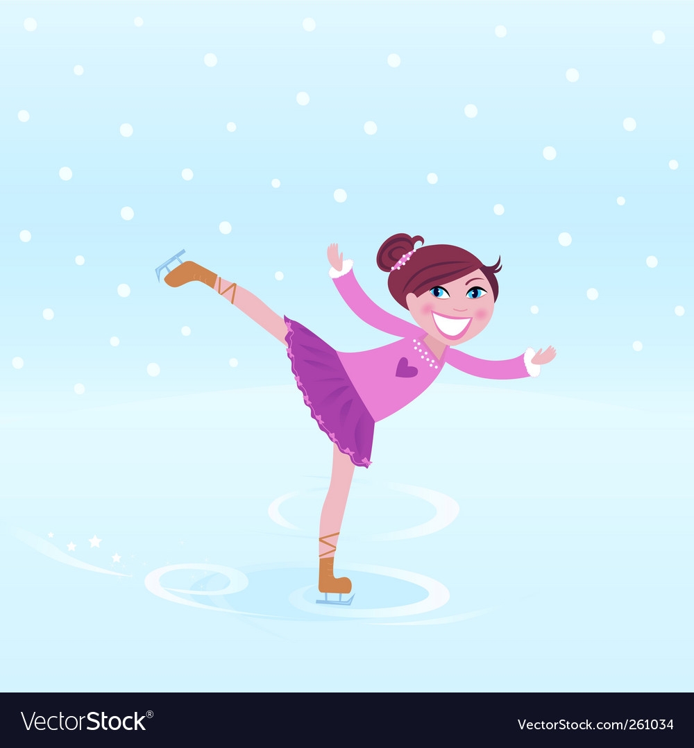 Девочка катается на коньках на льду