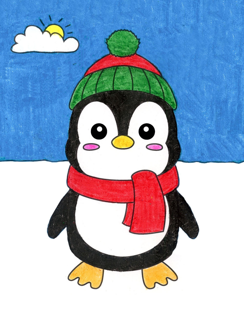 Пингвин рисунок детский