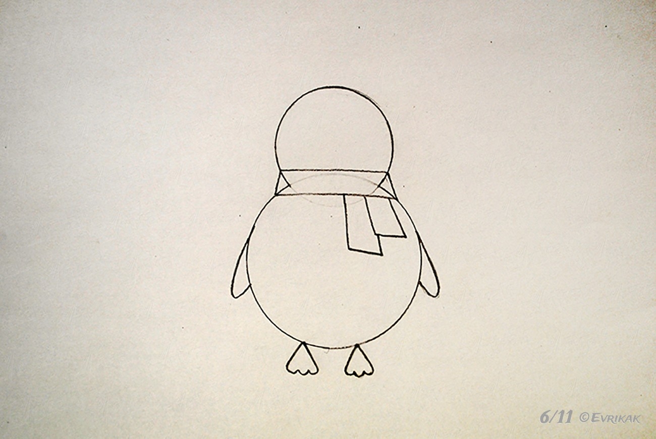 Маленькие рисунки карандашом зимние Пингвин легко