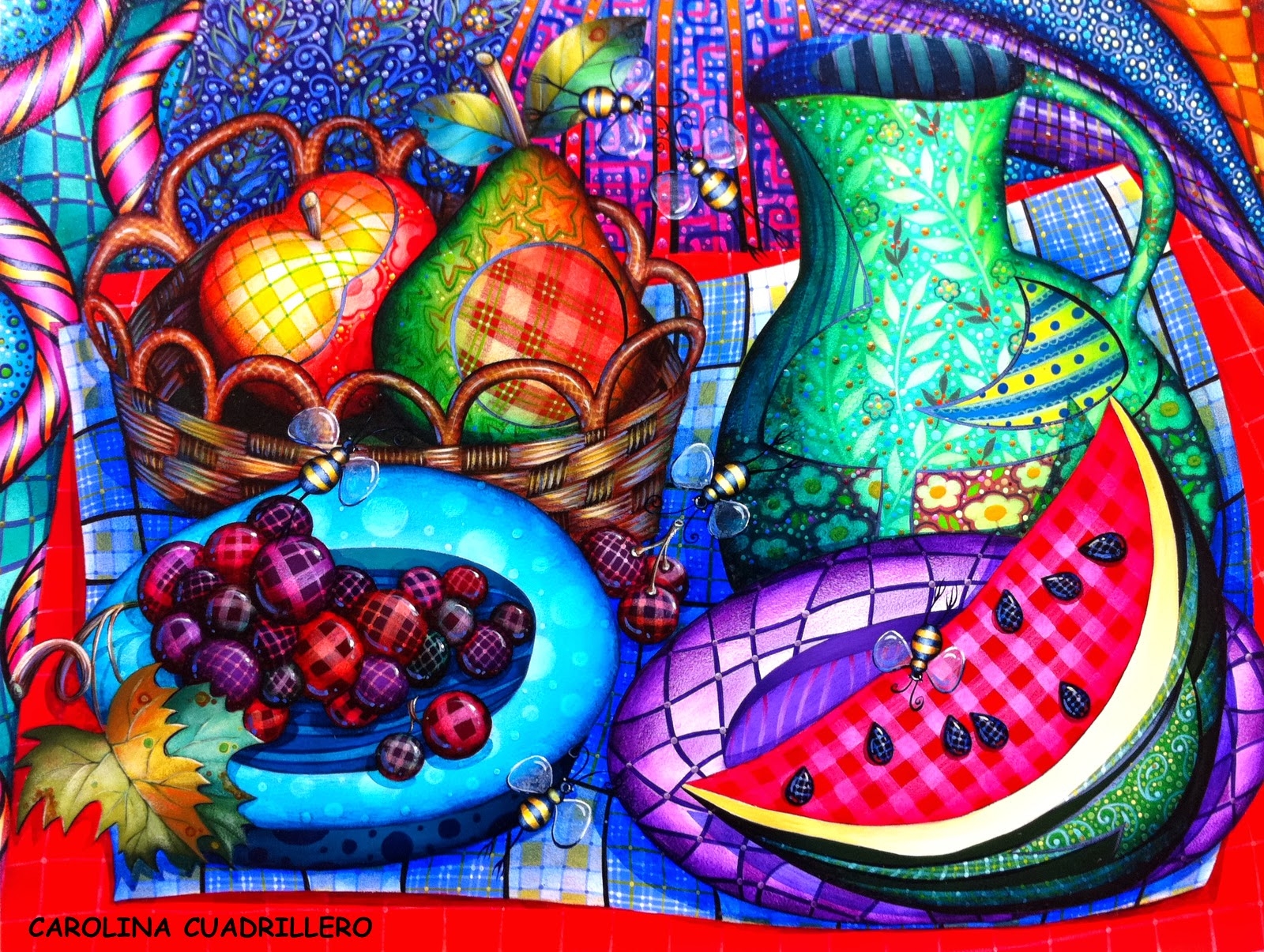 Декоративный натюрморт с фруктами