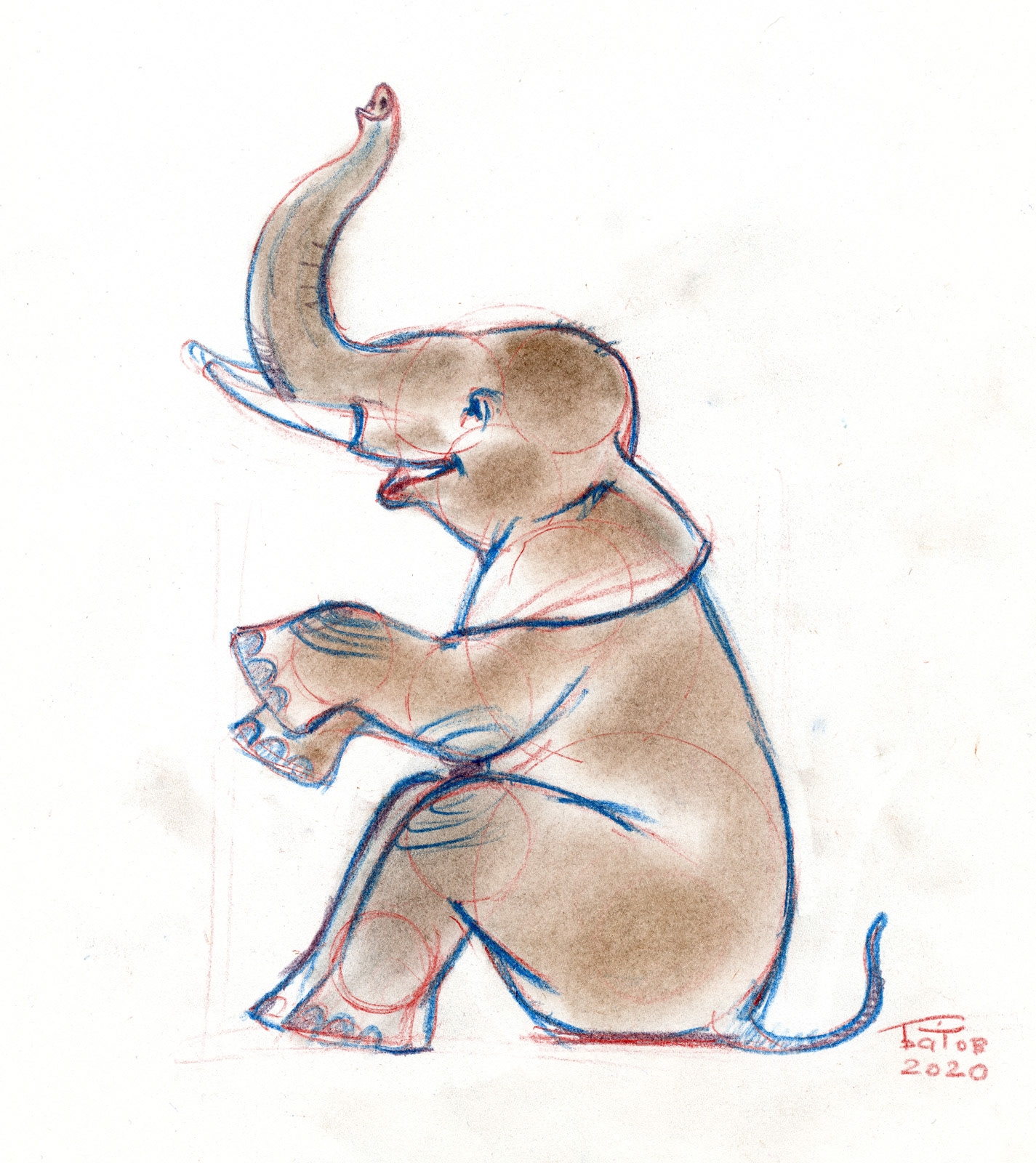 Как нарисовать сидящего слона