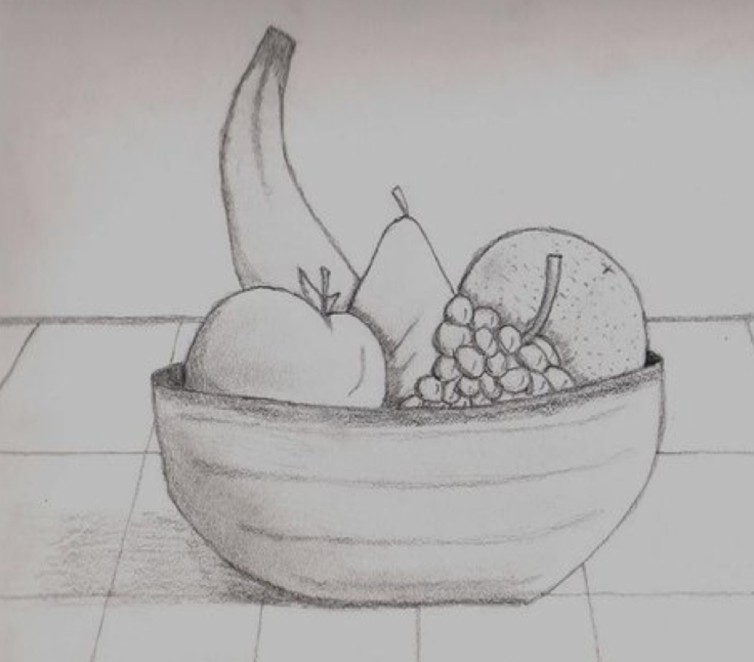 Ваза рисунок карандашом с фруктами