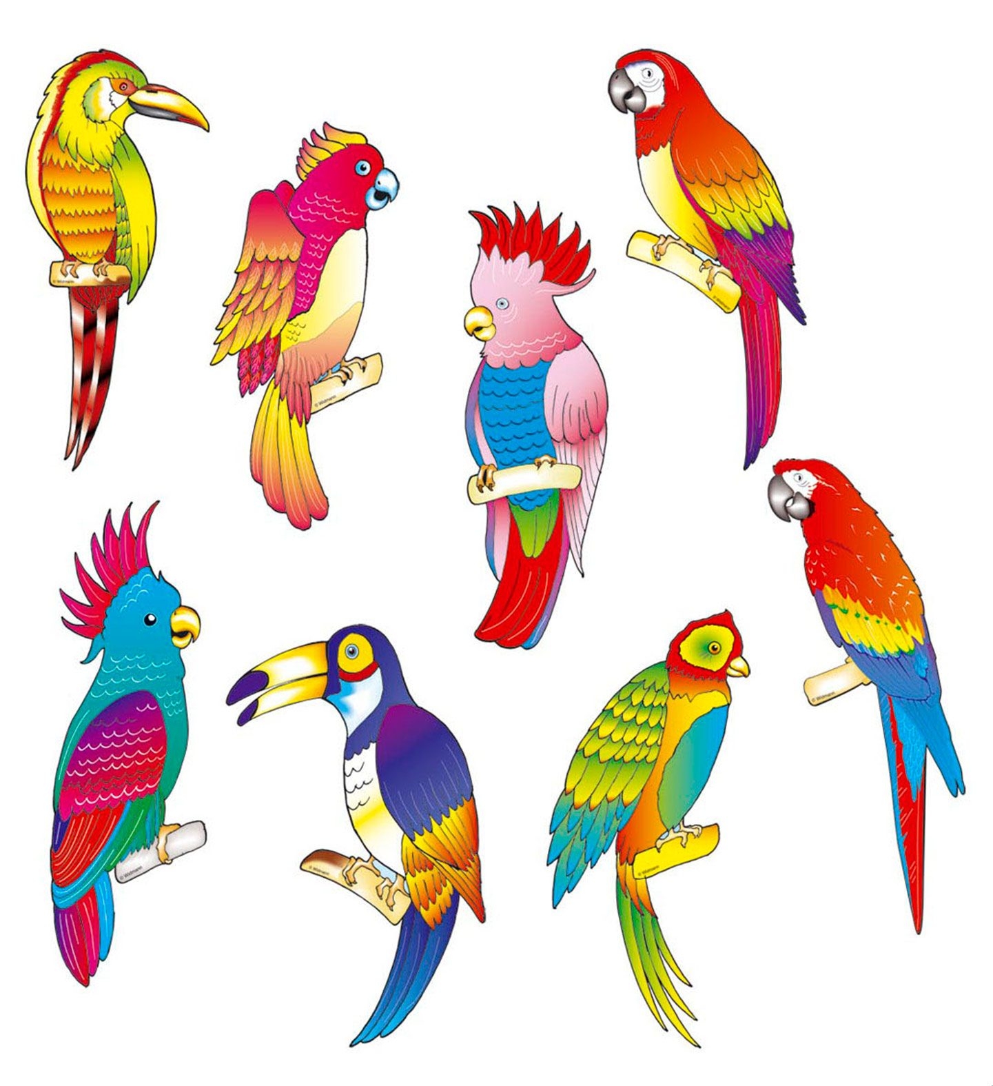 Разноцветные попугайчики для детей