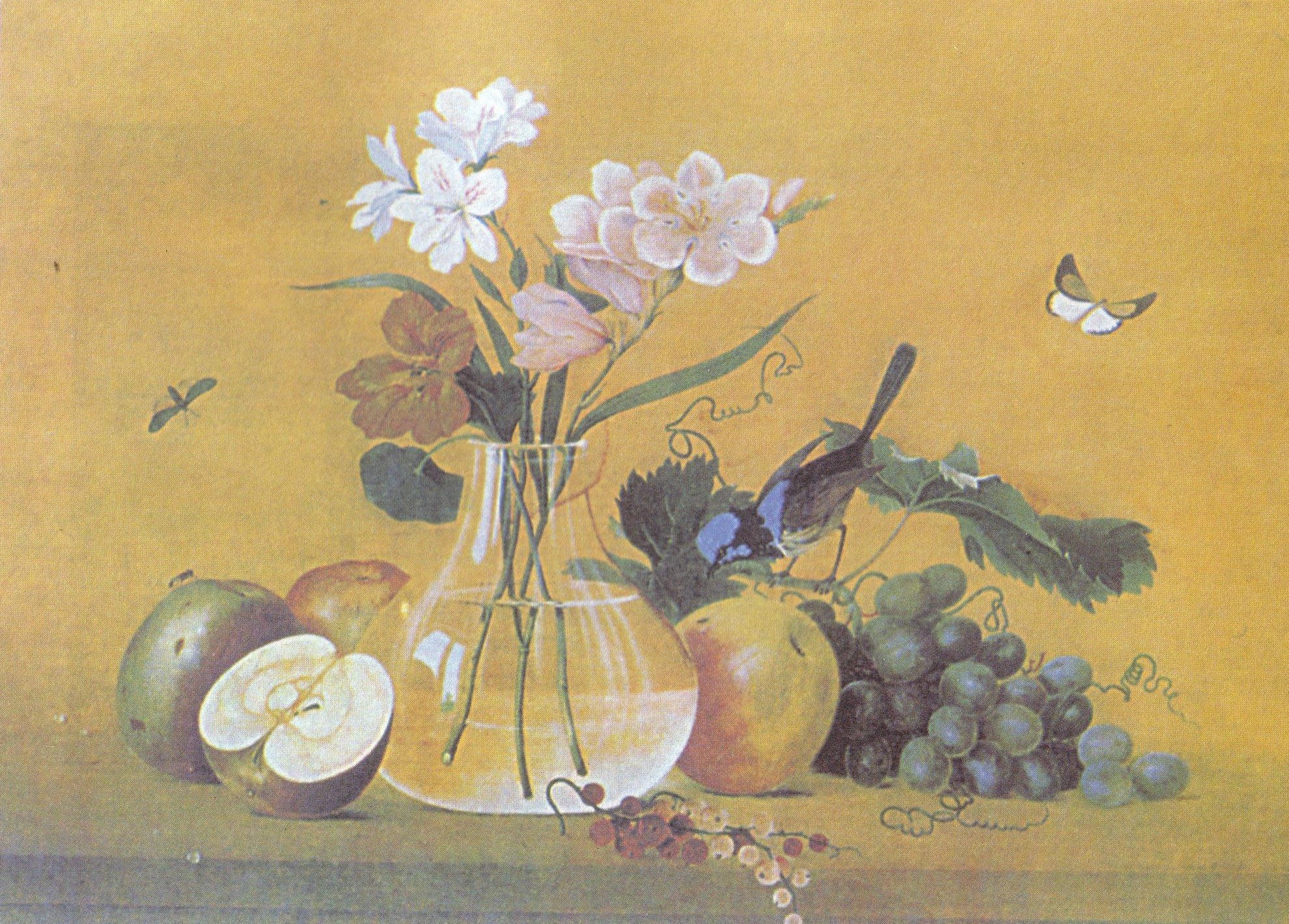 Картина Федора Петровича Толстого цветы фрукты птица