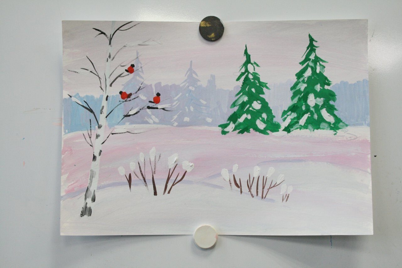 Зимний пейзаж для детей 5-6 лет в детском саду