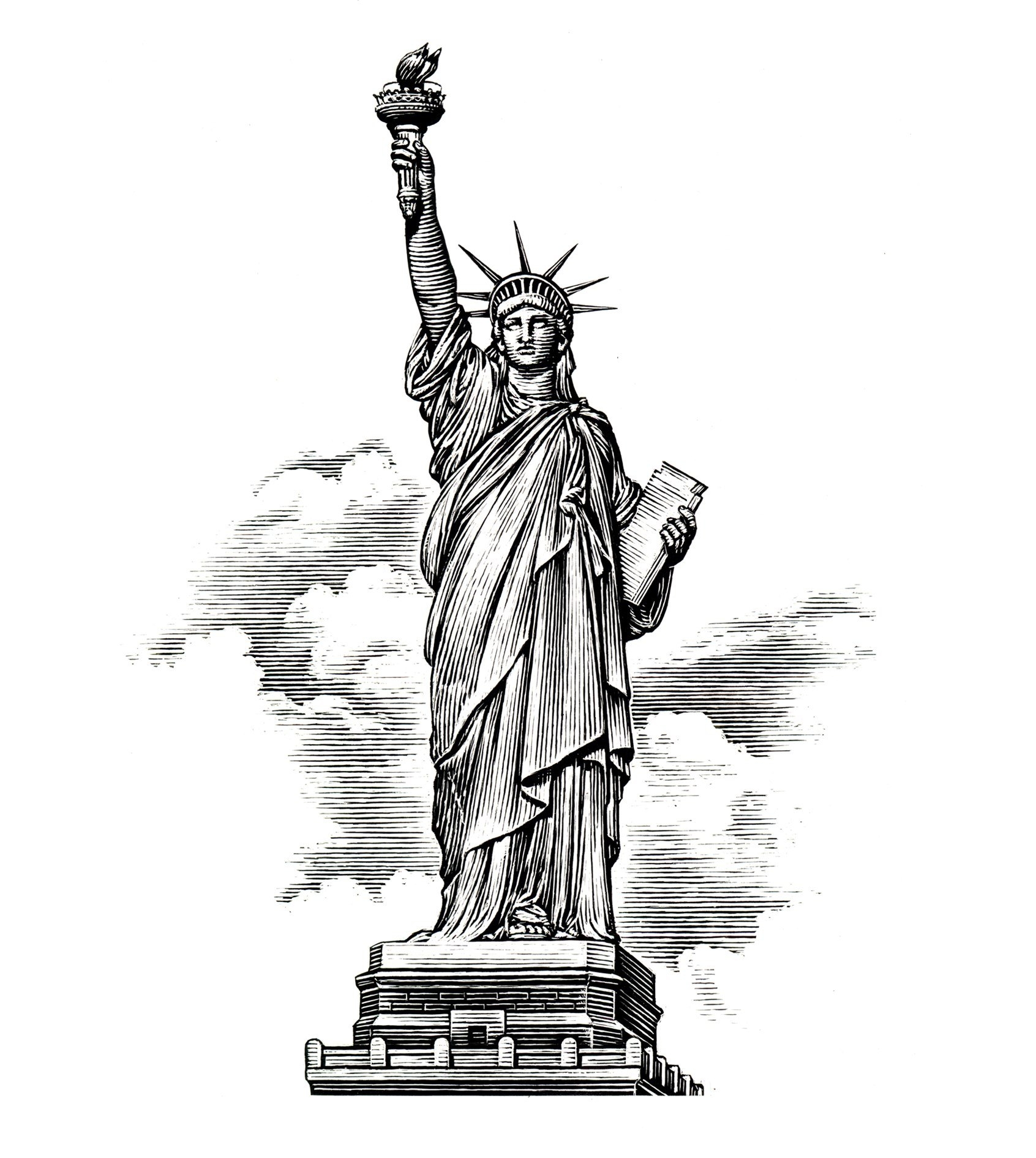 Статуя свободы рисунок карандашом - 52 фото