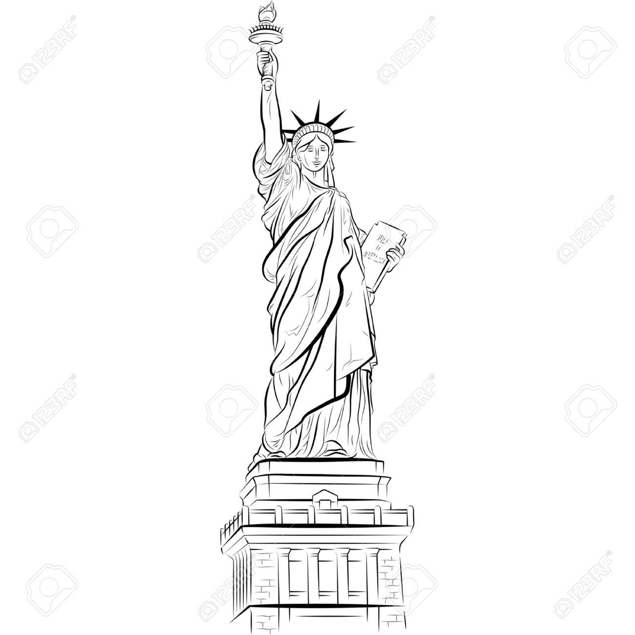 Черно-белая статуя свободы без фона