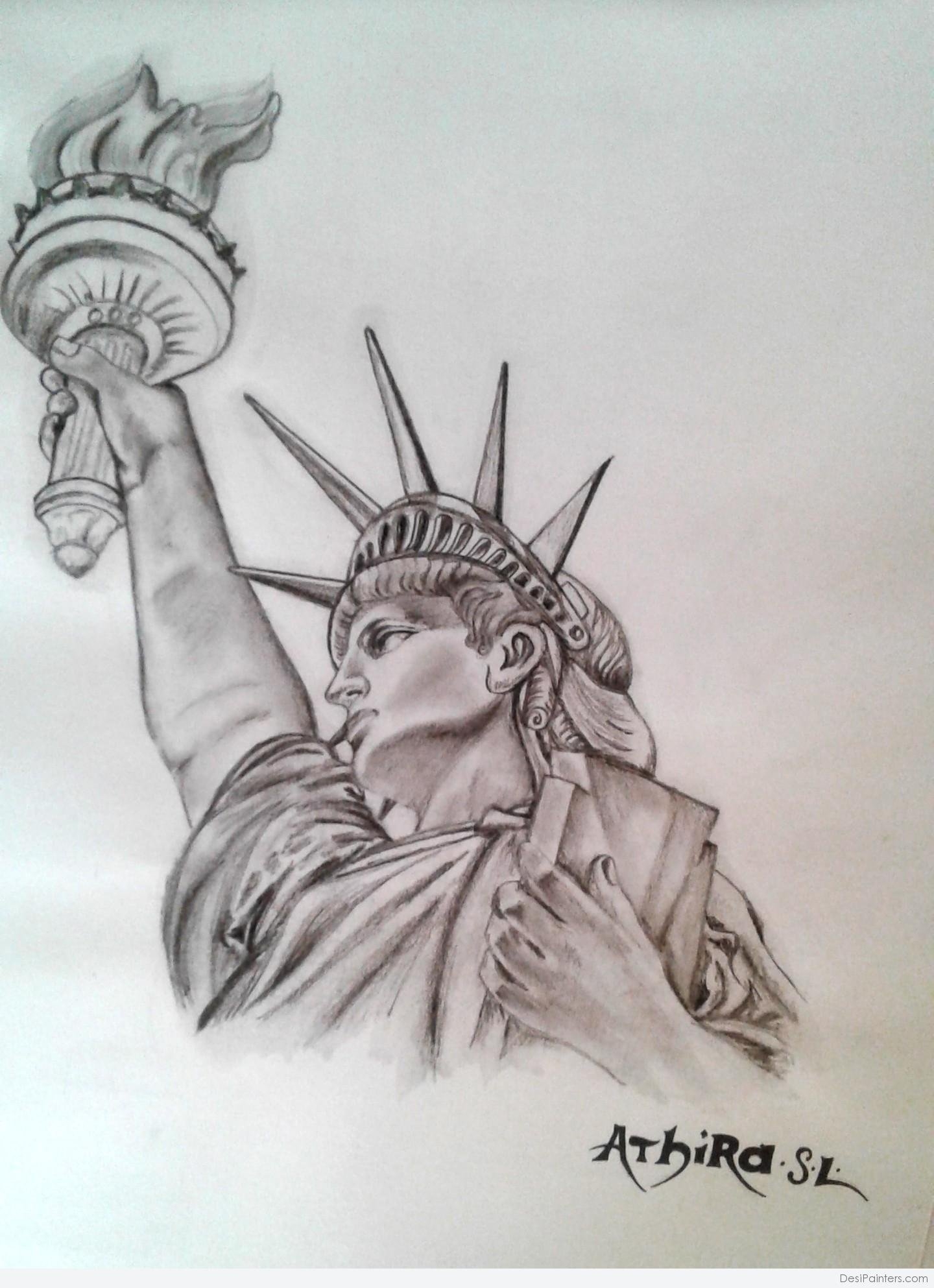 Рисование статуи свободы