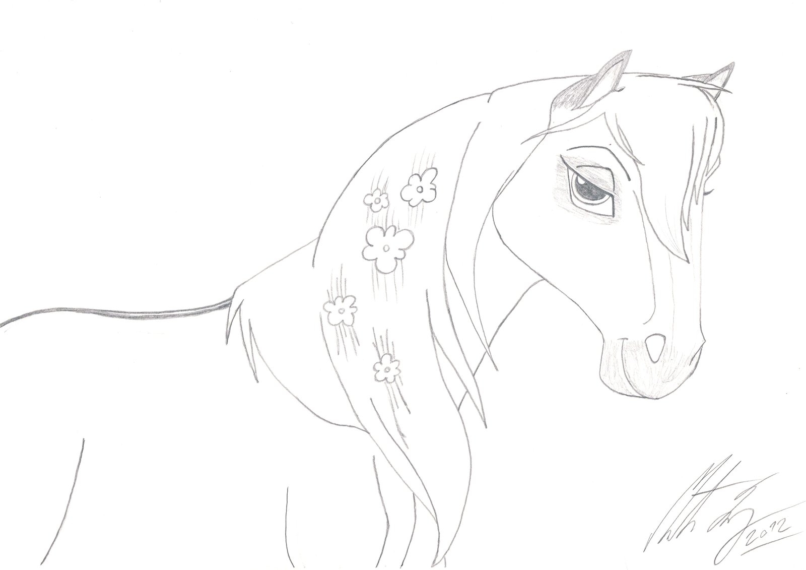 Лошадь рисунок карандашом для срисовки легкие спирит