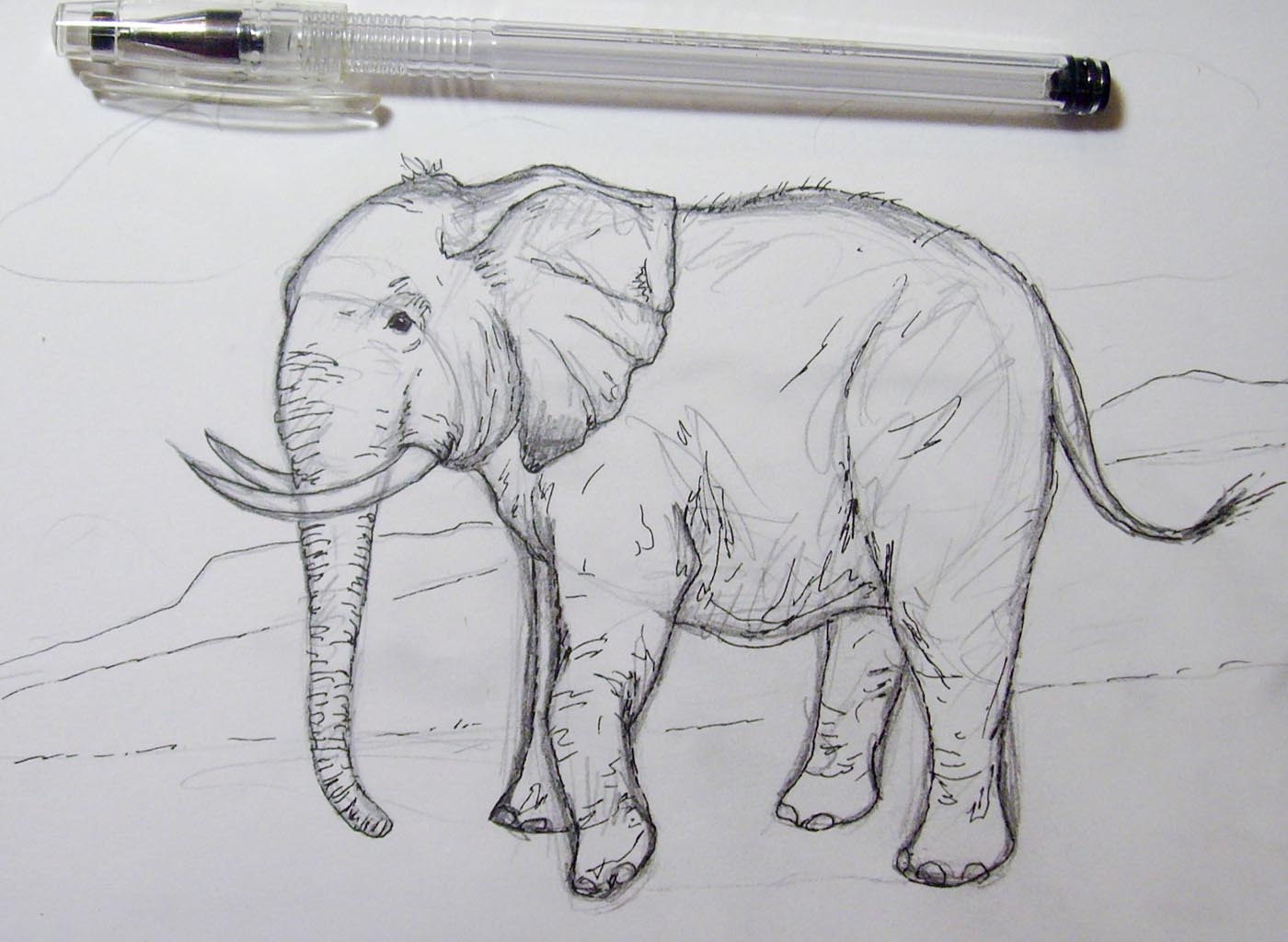 Нарисовать слона ручкой