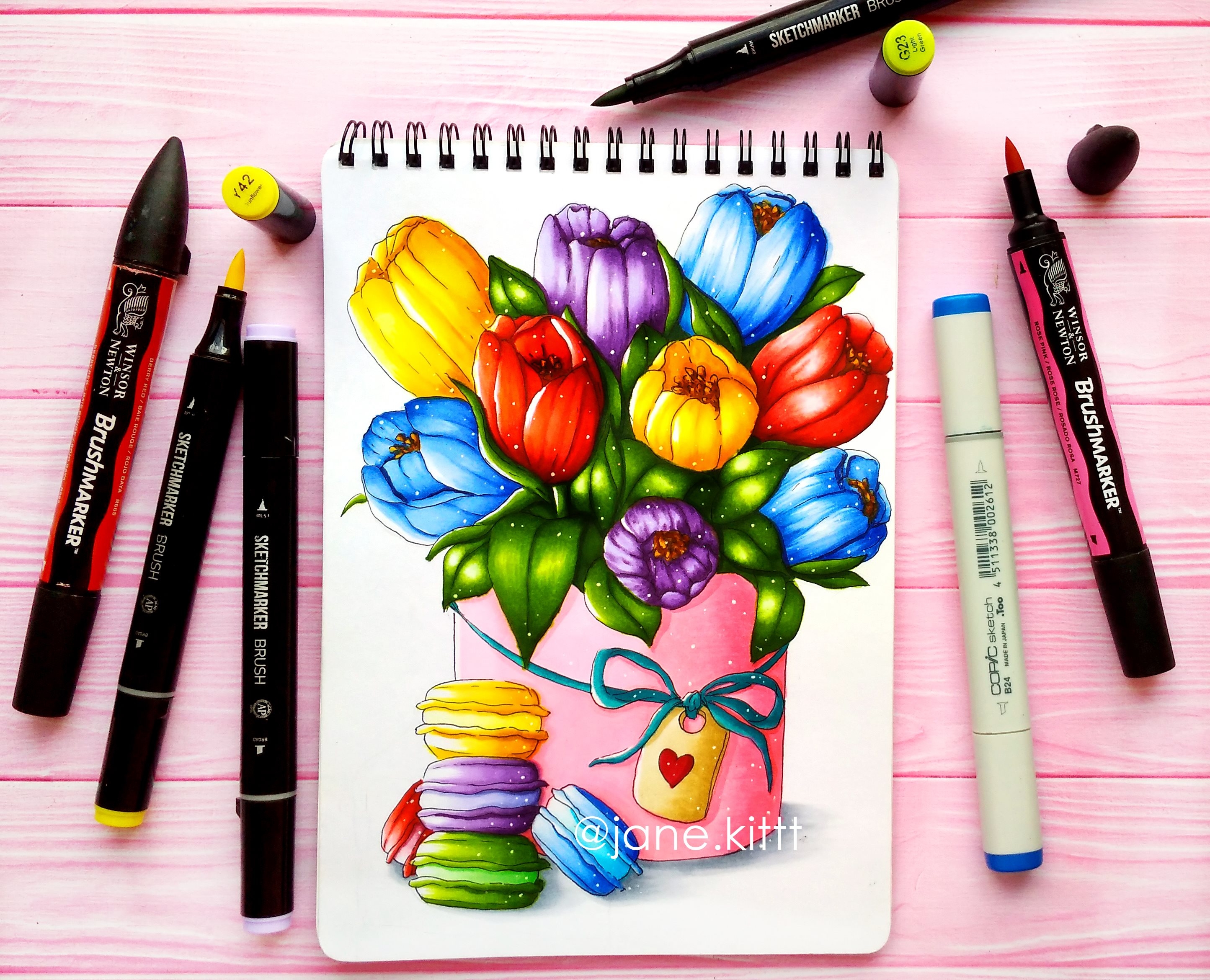 Рисунки маркерами цветы