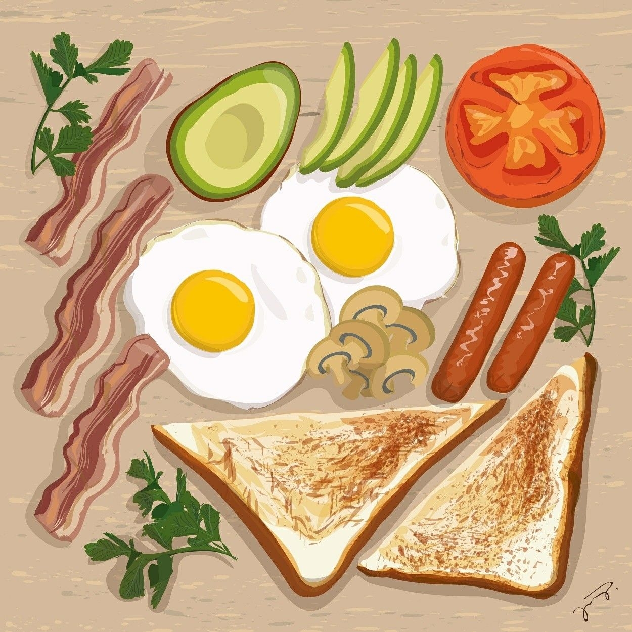 Завтрак иллюстрация