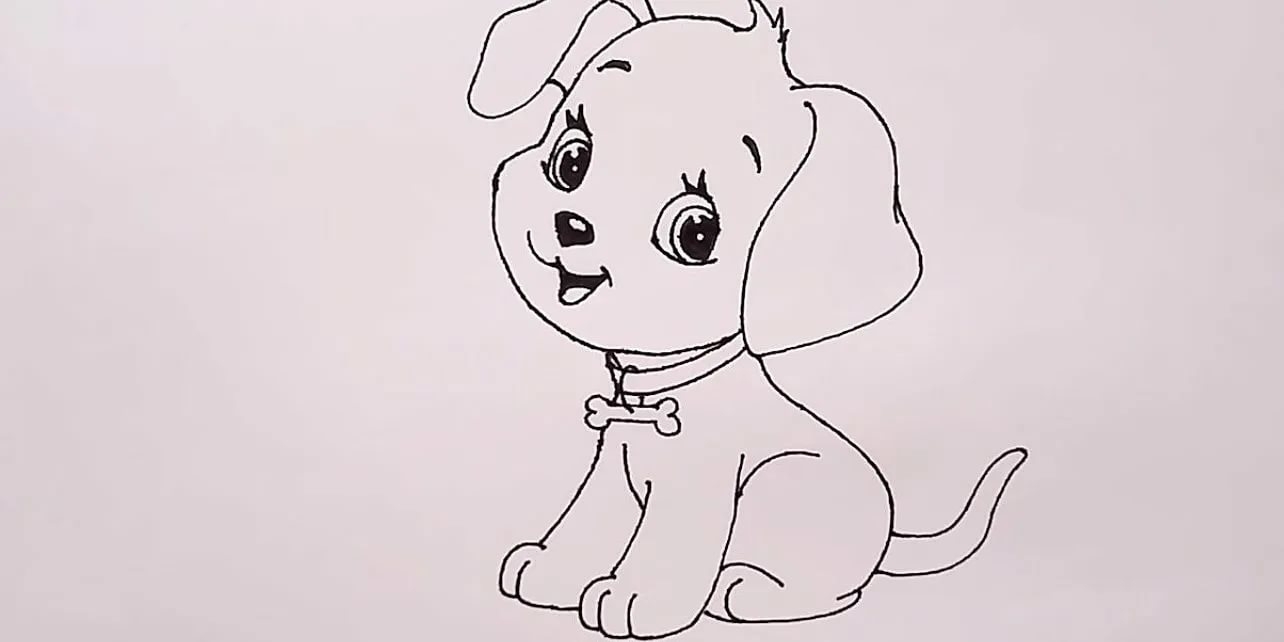 Рисунок собачки для детей карандашом - 61 фото