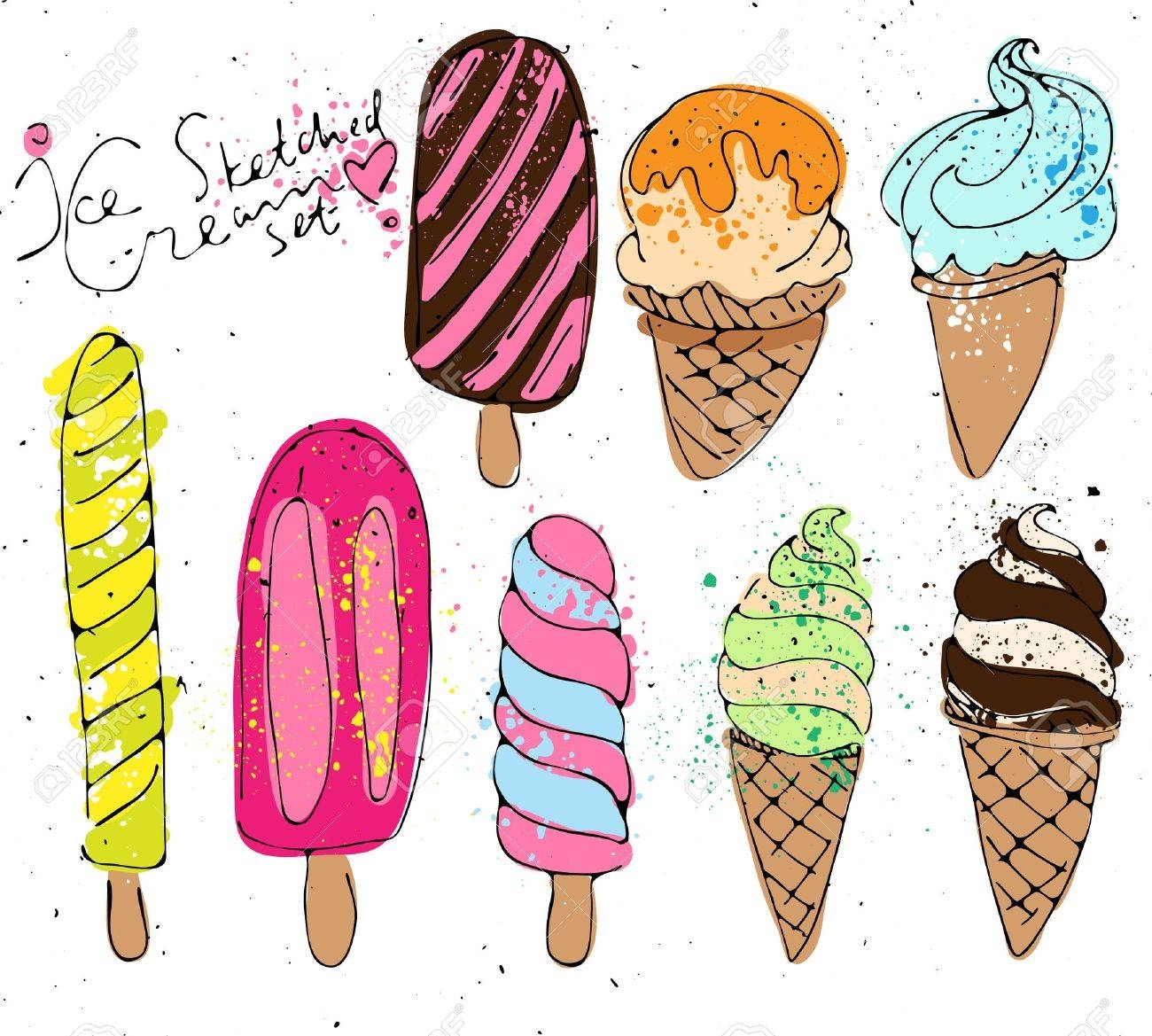Мороженое рисунки скетчингом