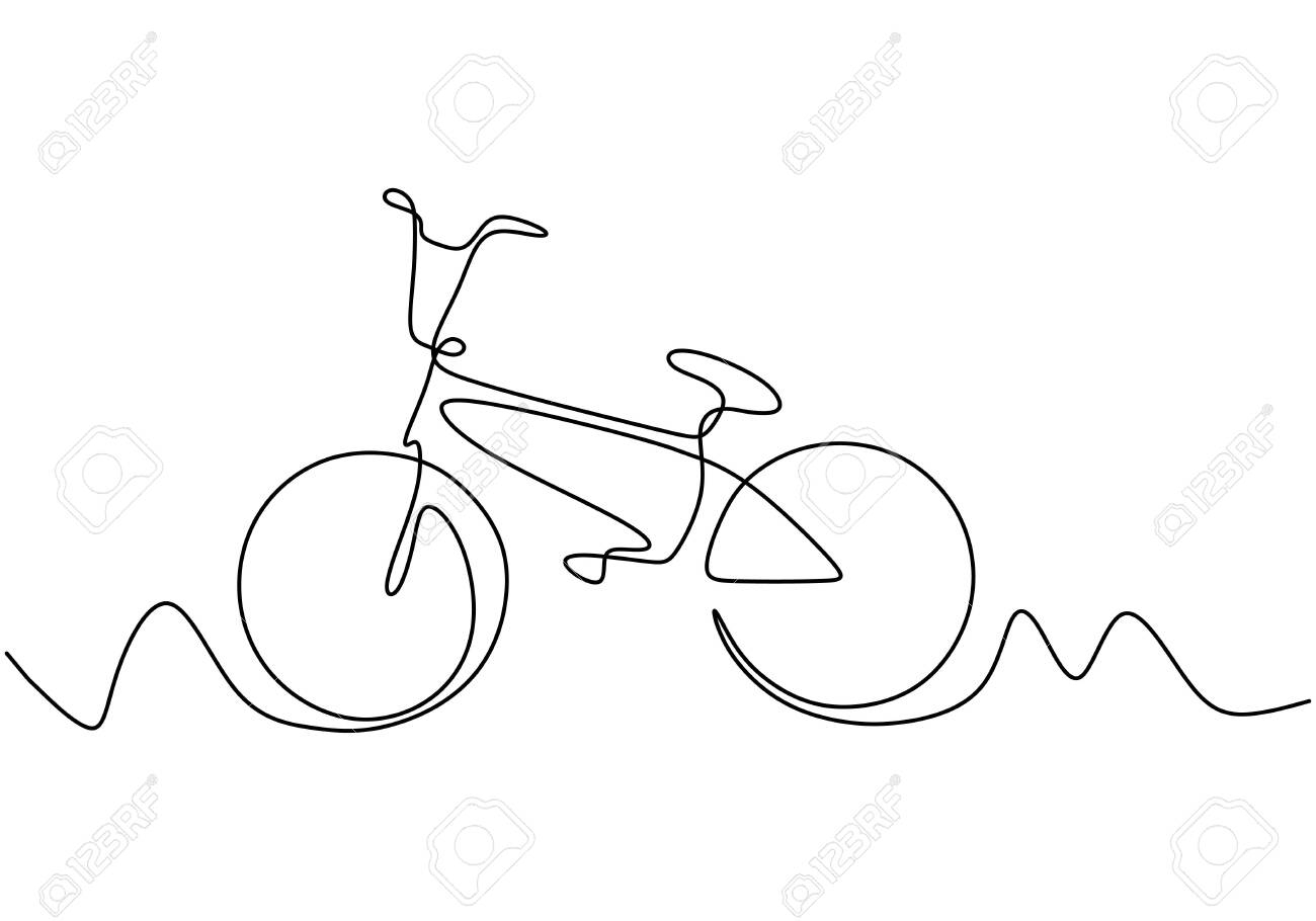 Рисунок одной линией велосипед