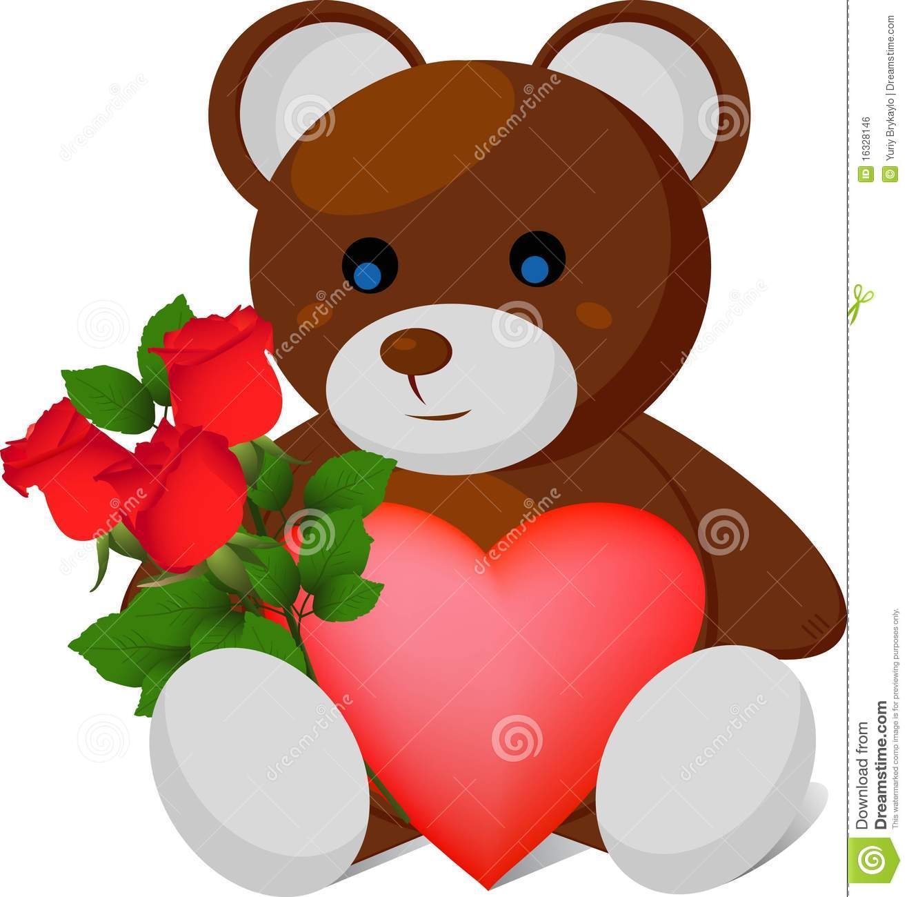 Медвежонок держит цветы