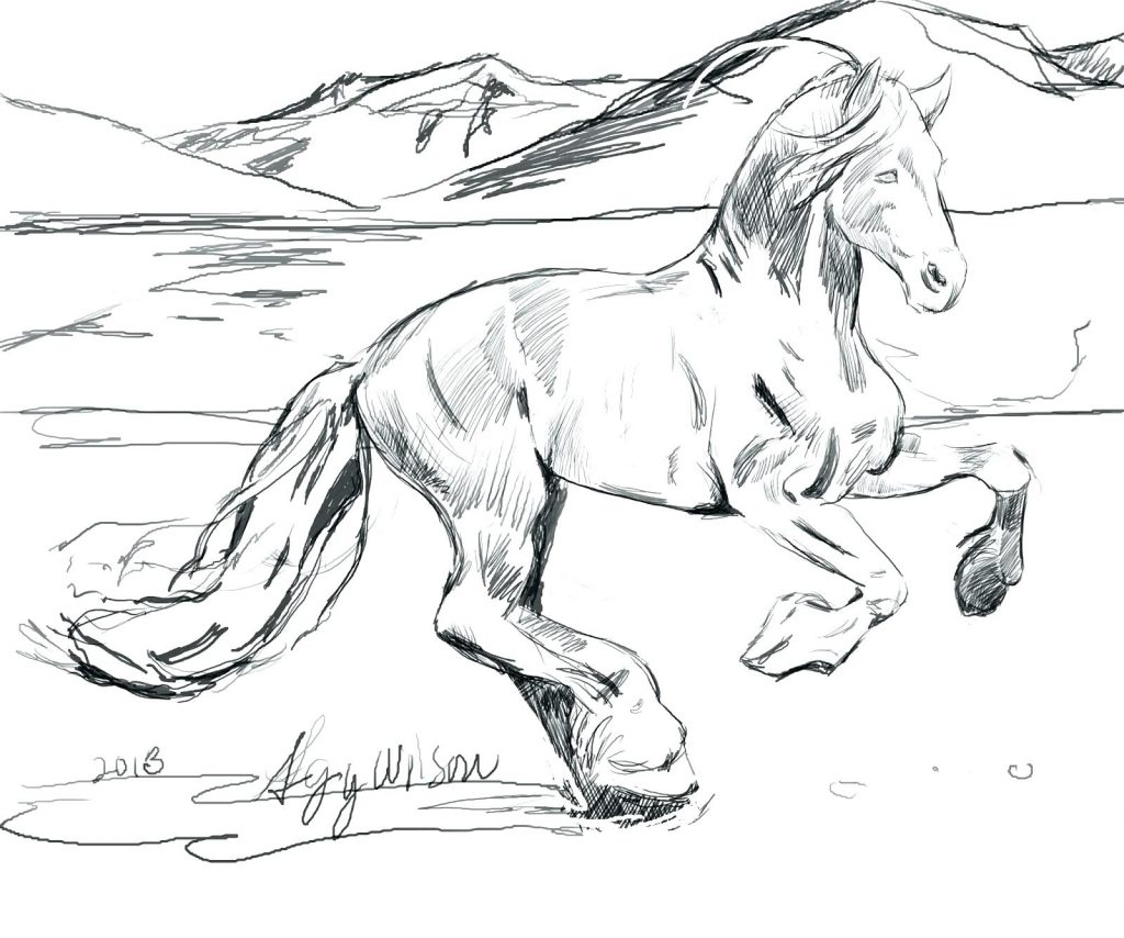 Раскраска Мустанг лошадь