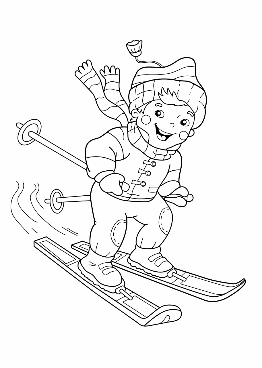 Лыжи раскраска для детей