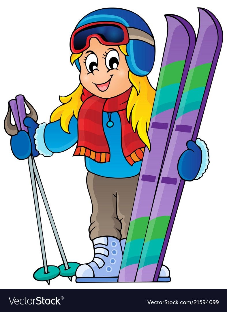 Дети на лыжах клипарт