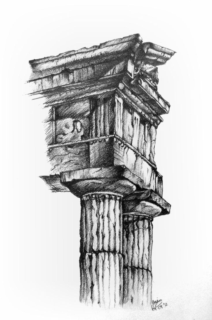 Развалины архитектура Рим Греция рис карандаш