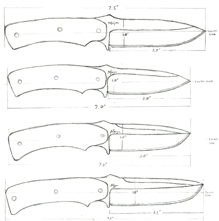 Рукояти ножей разные интересные формы чертежи