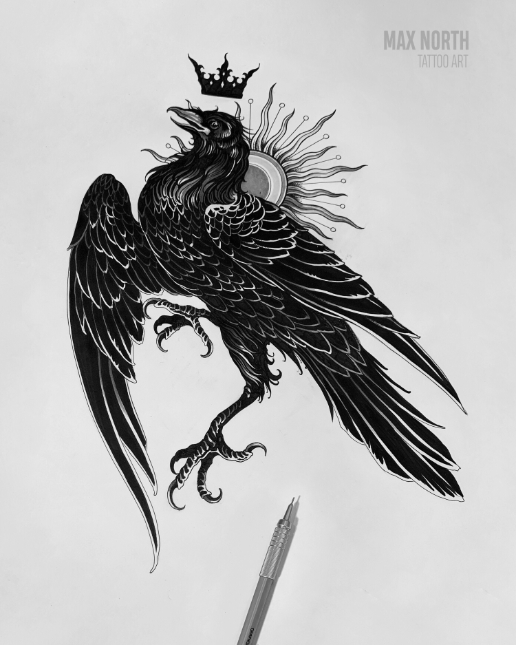 Татуировки вороны: значение и 70 фото и эскизов
