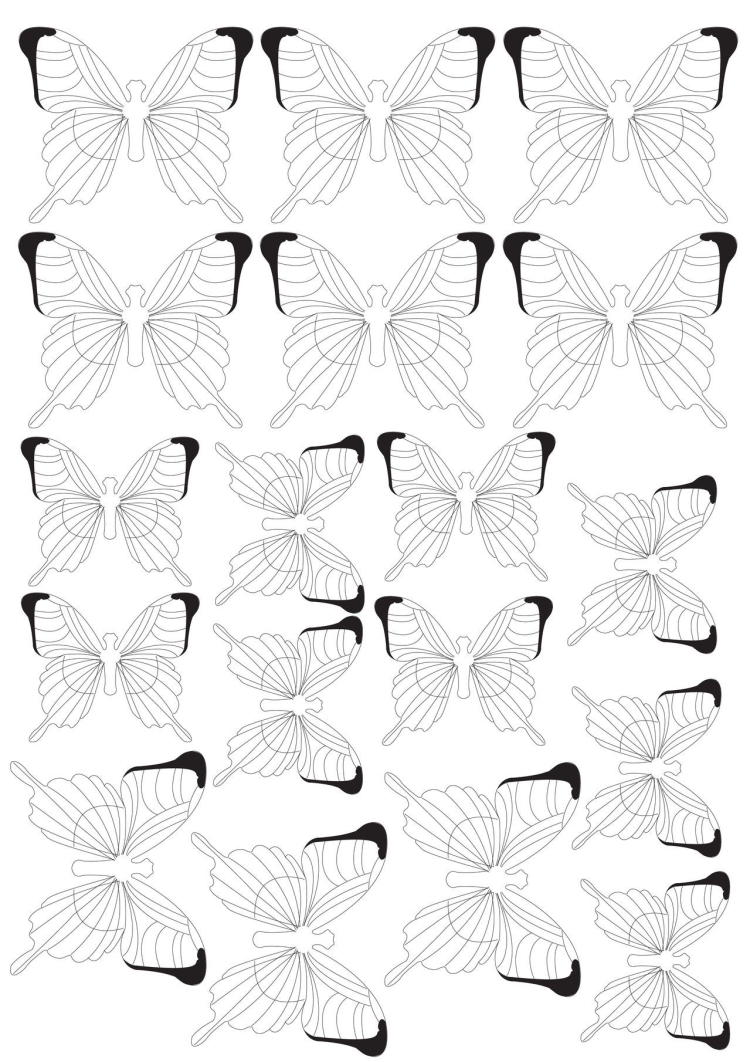 Бабочки для печати черно белые
