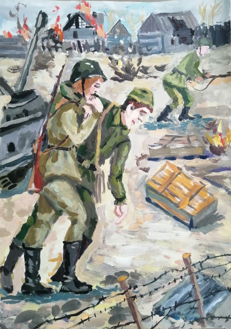 Рисунок раненому солдату победа