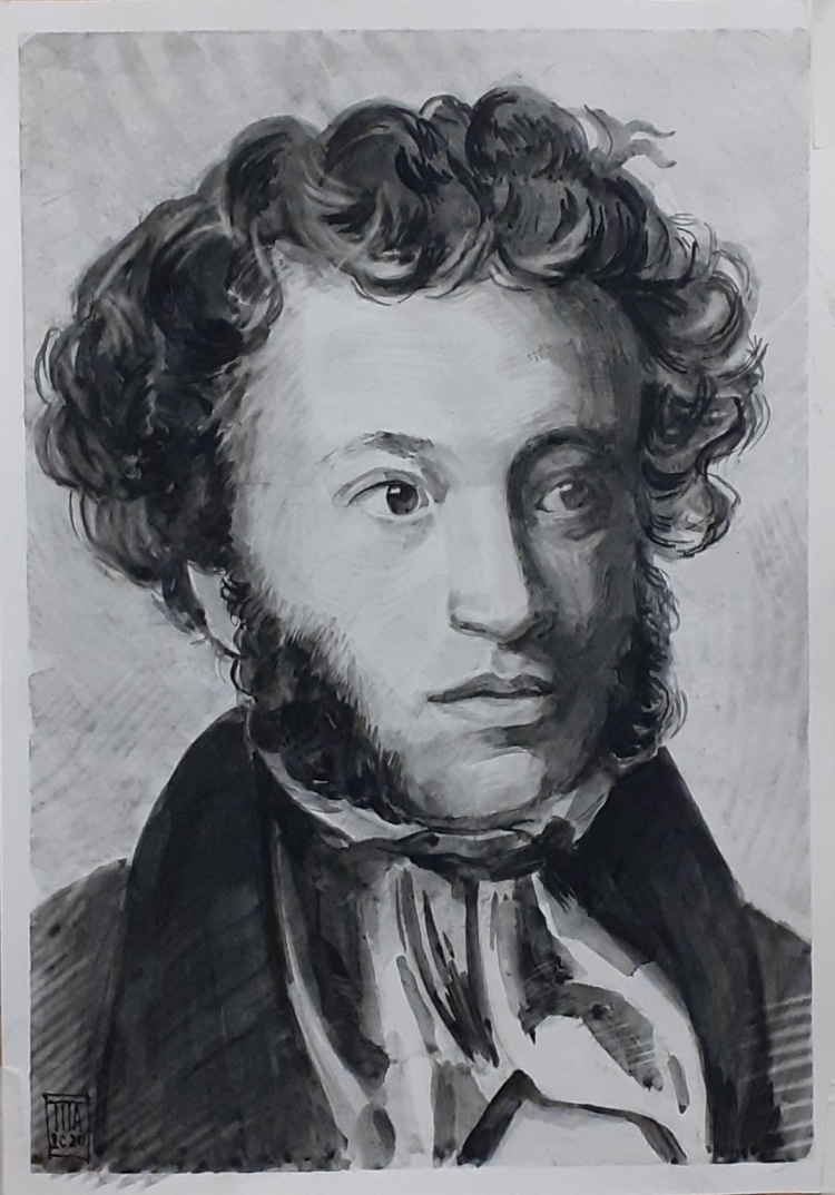 Пушкин карандашный автопортрет
