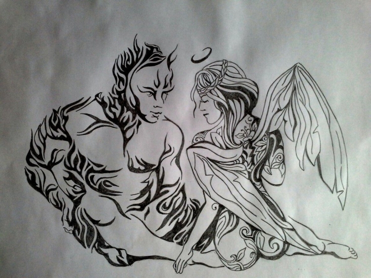 Ангел и демон эскиз
