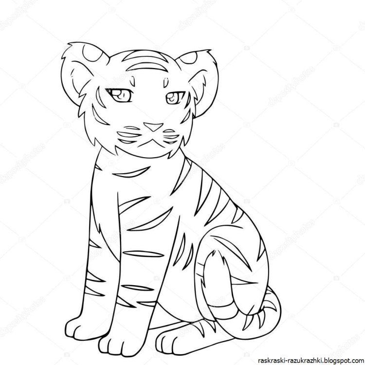Мультяшный тигр раскраска