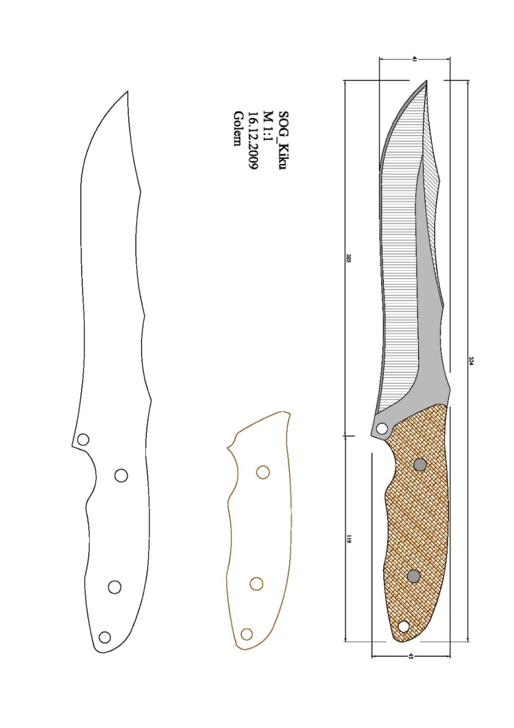 Чертеж охотничьего ножа Кизляр